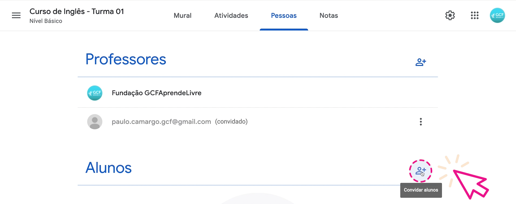 como adicionar um aluno a uma turma do google sala de aula